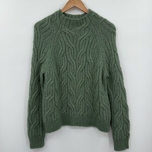 Vince Cable Twisted Chain Mock Neck Alpaca Blend Sweater | Sage Green | Small